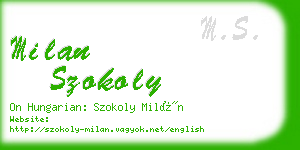 milan szokoly business card